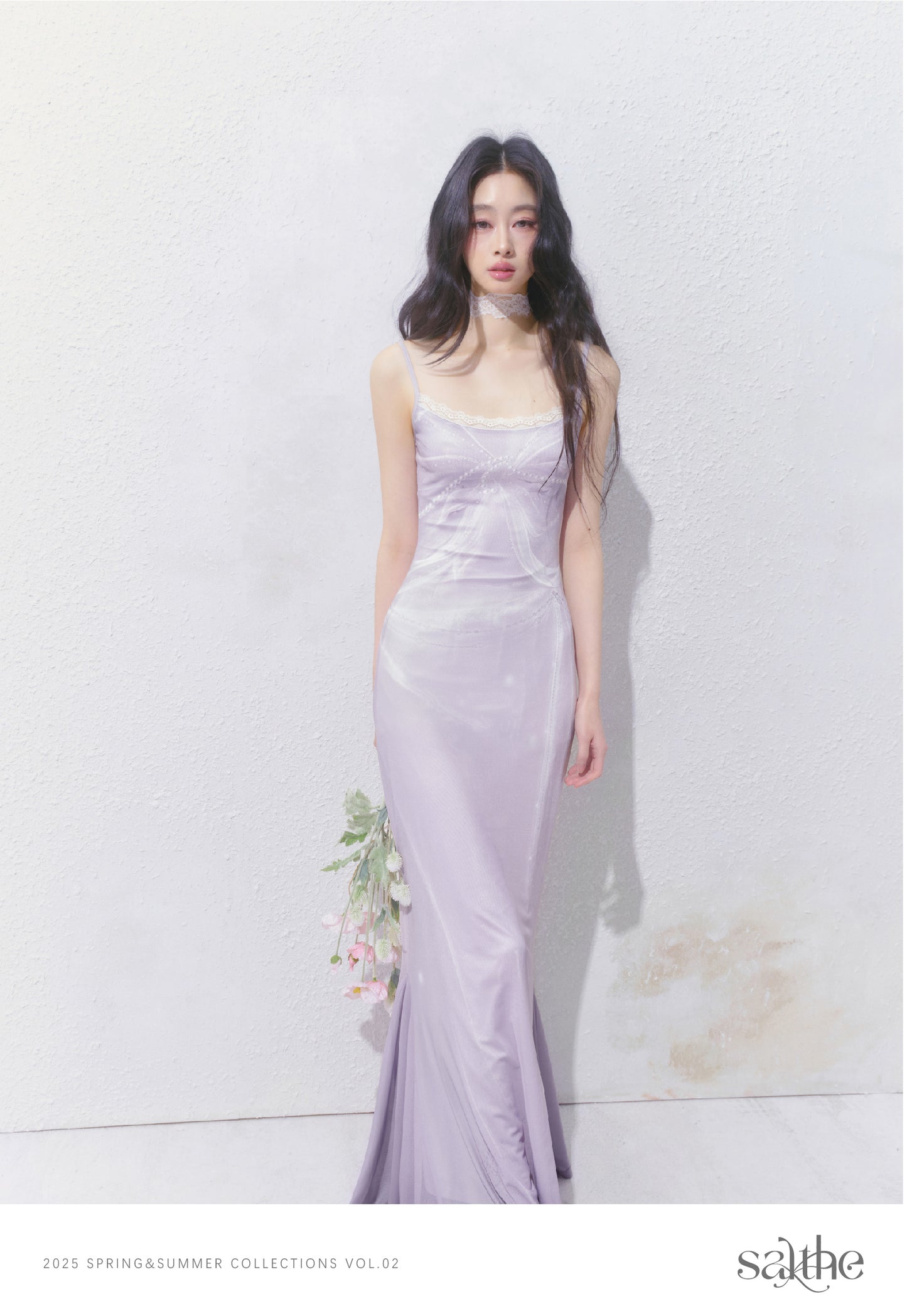 Printed Fitted Slip Dress With Lace Trim