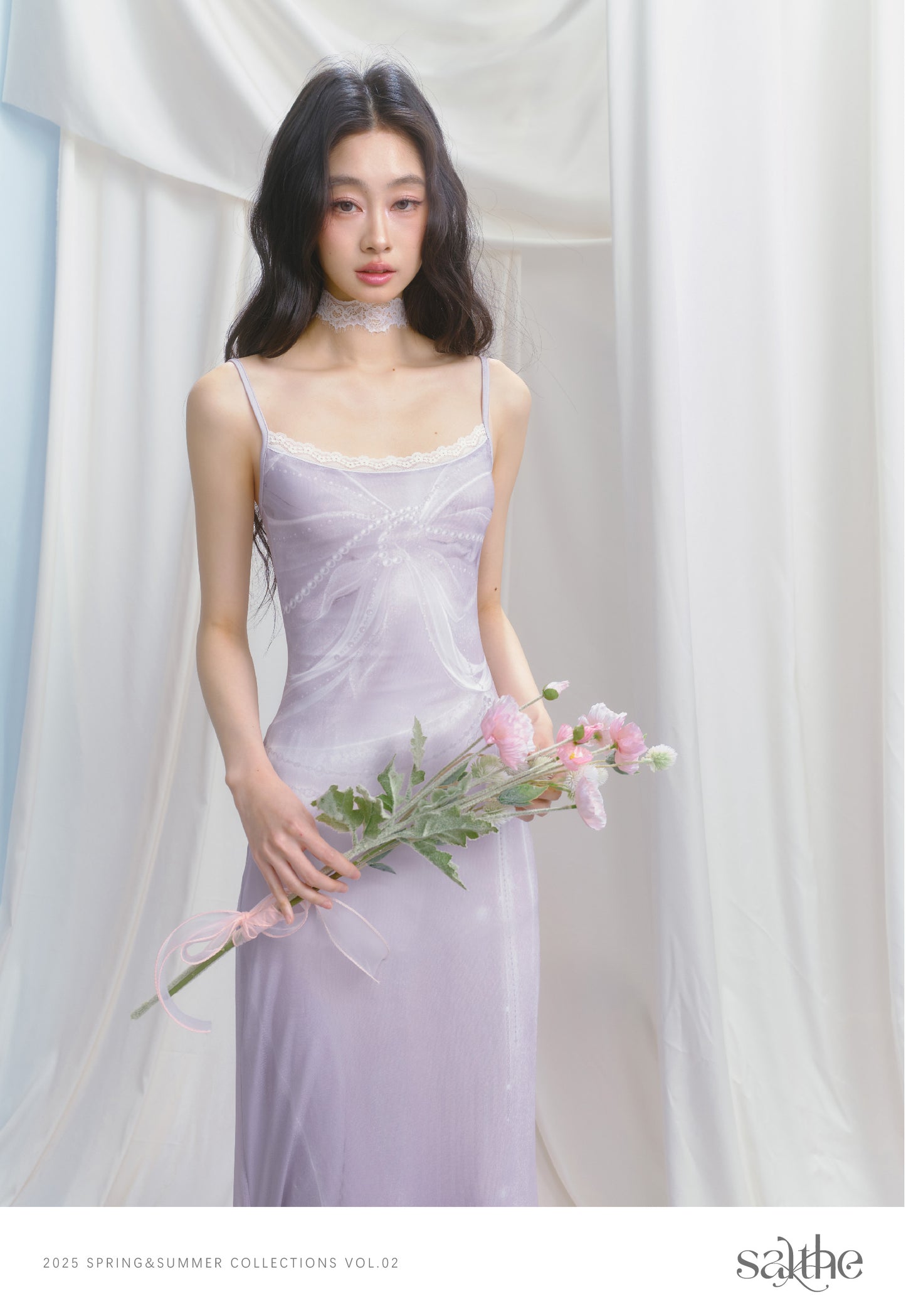Printed Fitted Slip Dress With Lace Trim