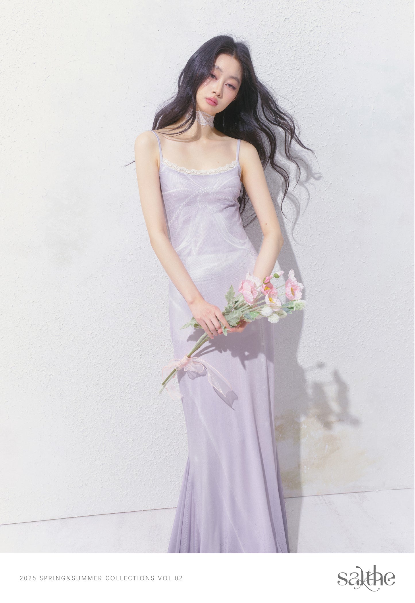 Printed Fitted Slip Dress With Lace Trim