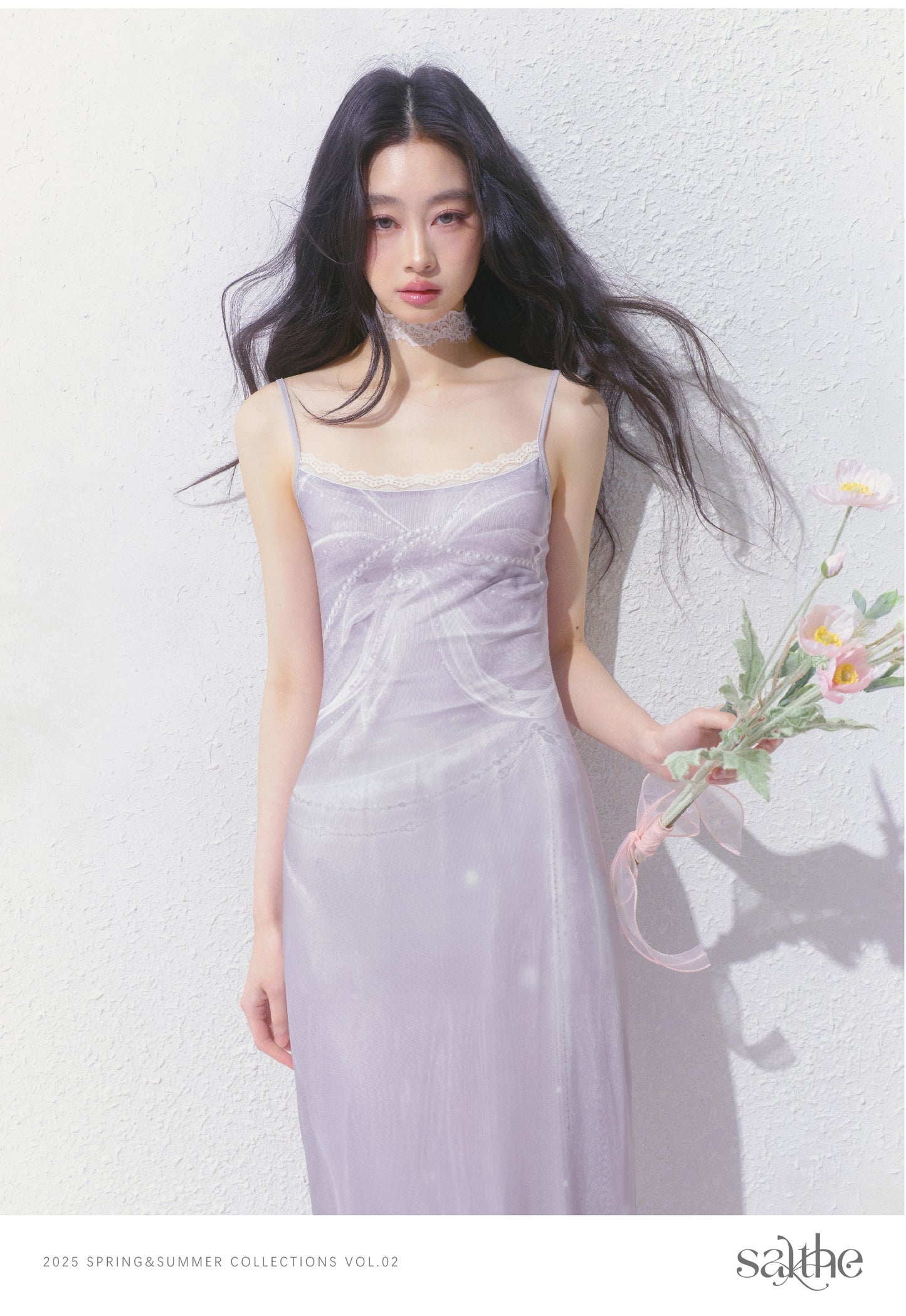 Printed Fitted Slip Dress With Lace Trim