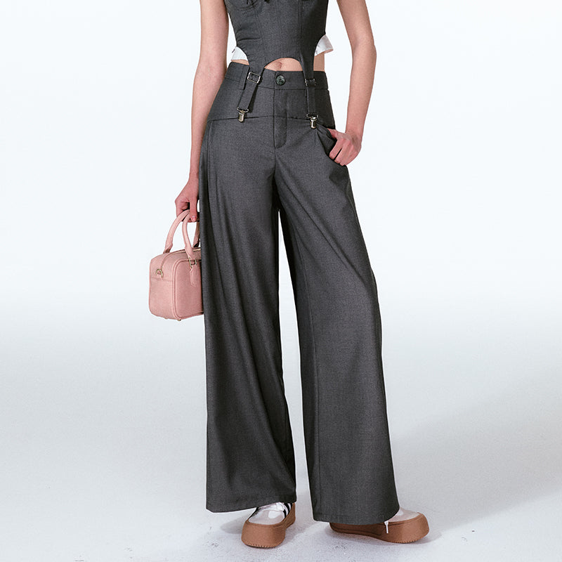 Suspender Bustier Top And Wide-Leg Pants