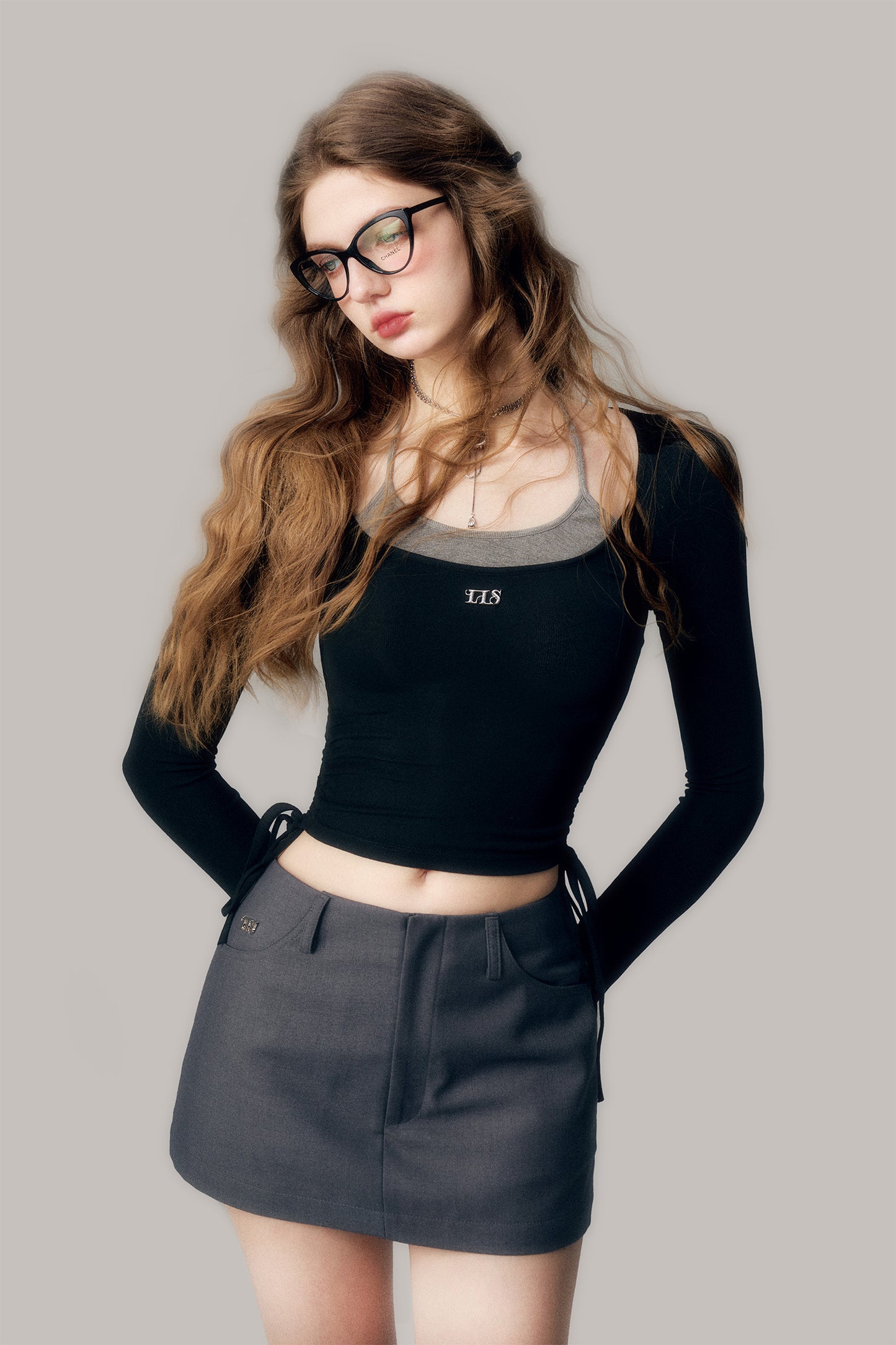 A-Line Mini Skirt With Logo Charm