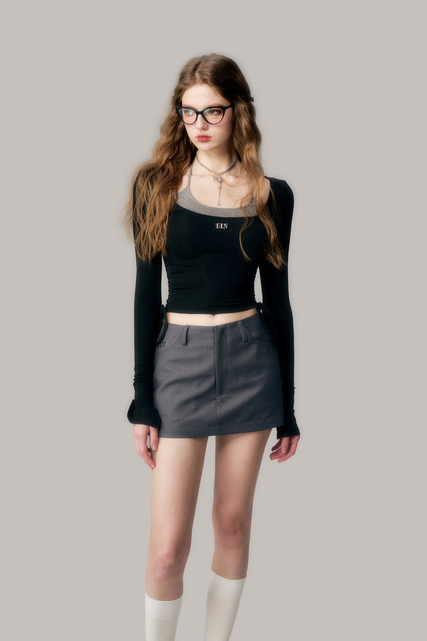 A-Line Mini Skirt With Logo Charm