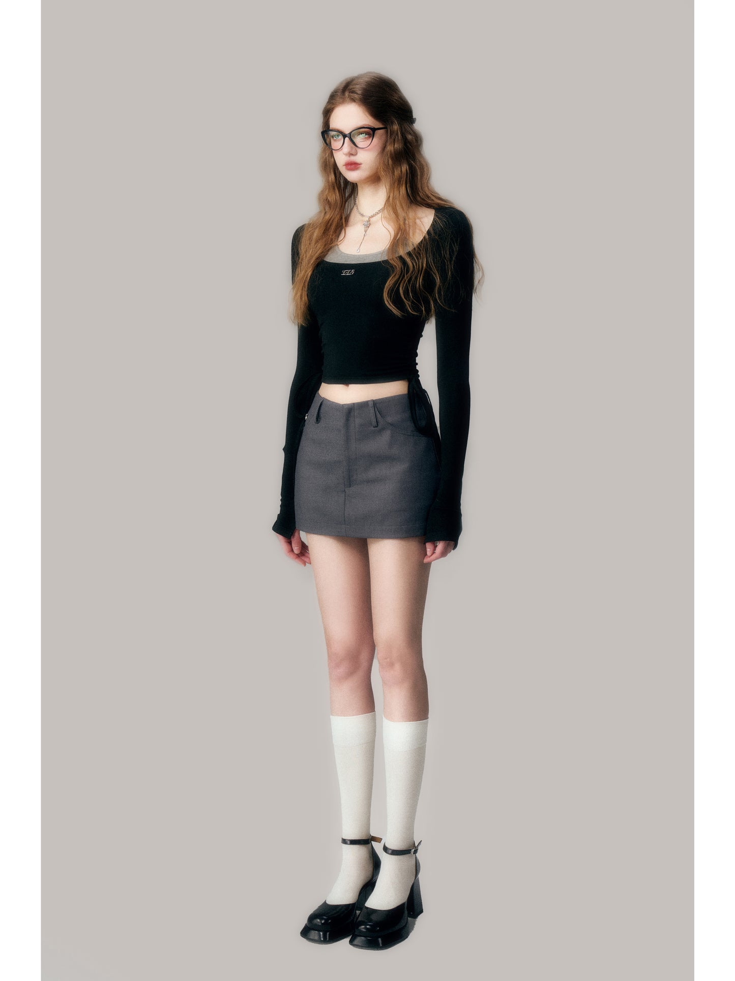 A-Line Mini Skirt With Logo Charm