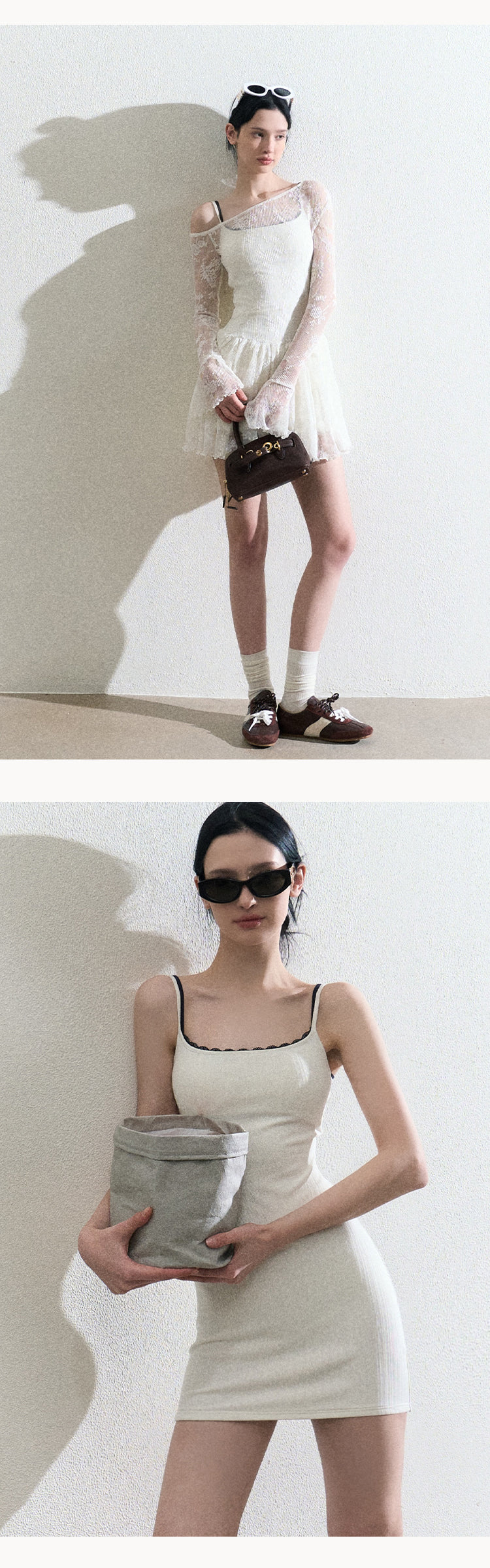 One Shoulder Sheer Lace Dress And Under Dress Set