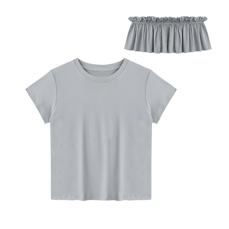 T-Shirt And Ruched Hem Overlay Set