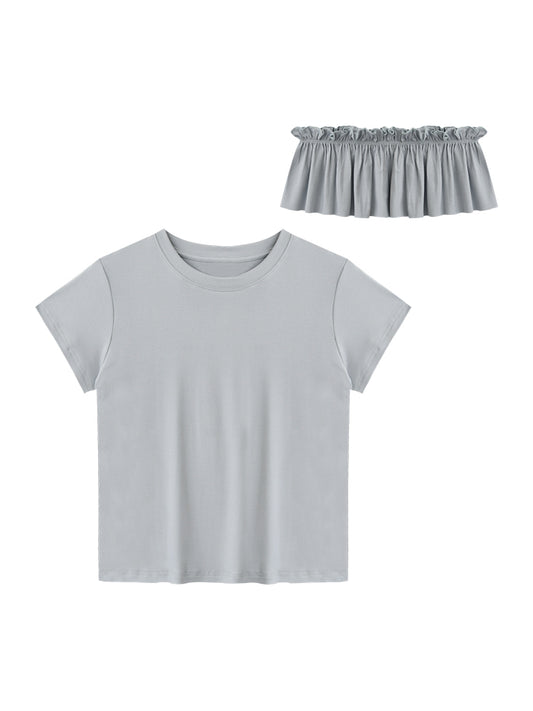 T-Shirt And Ruched Hem Overlay Set
