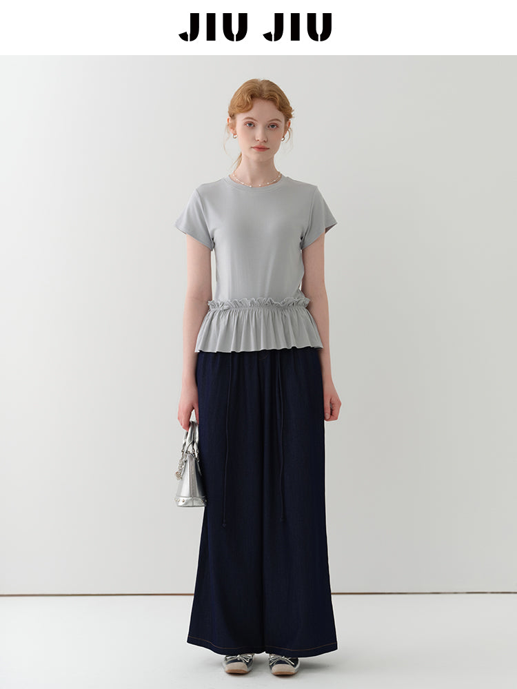 T-Shirt And Ruched Hem Overlay Set