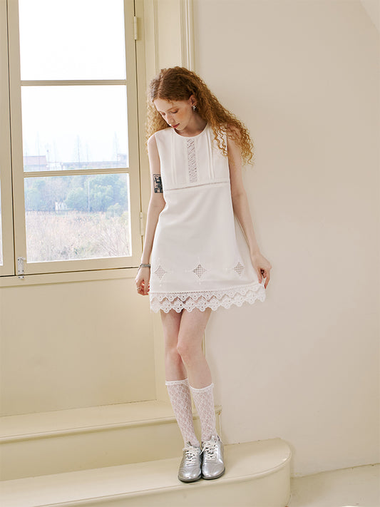 Diamond Embroidered Sleeveless Dress