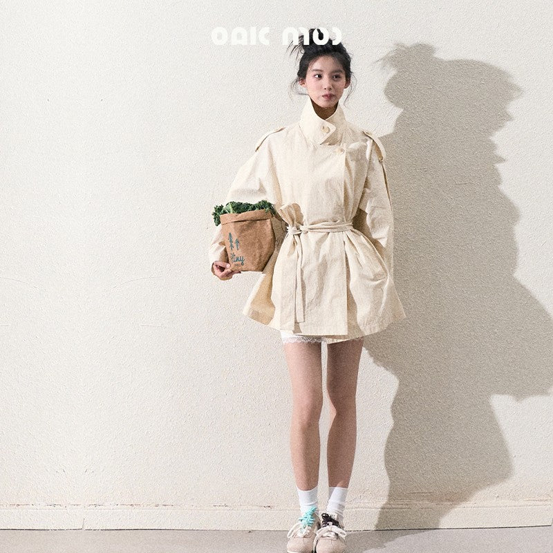 Short Trench-Style Spring Windbreaker