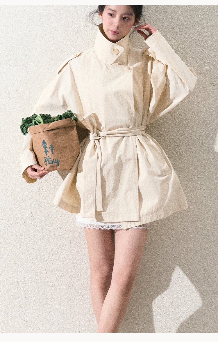 Short Trench-Style Spring Windbreaker
