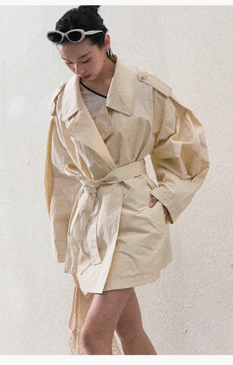 Short Trench-Style Spring Windbreaker