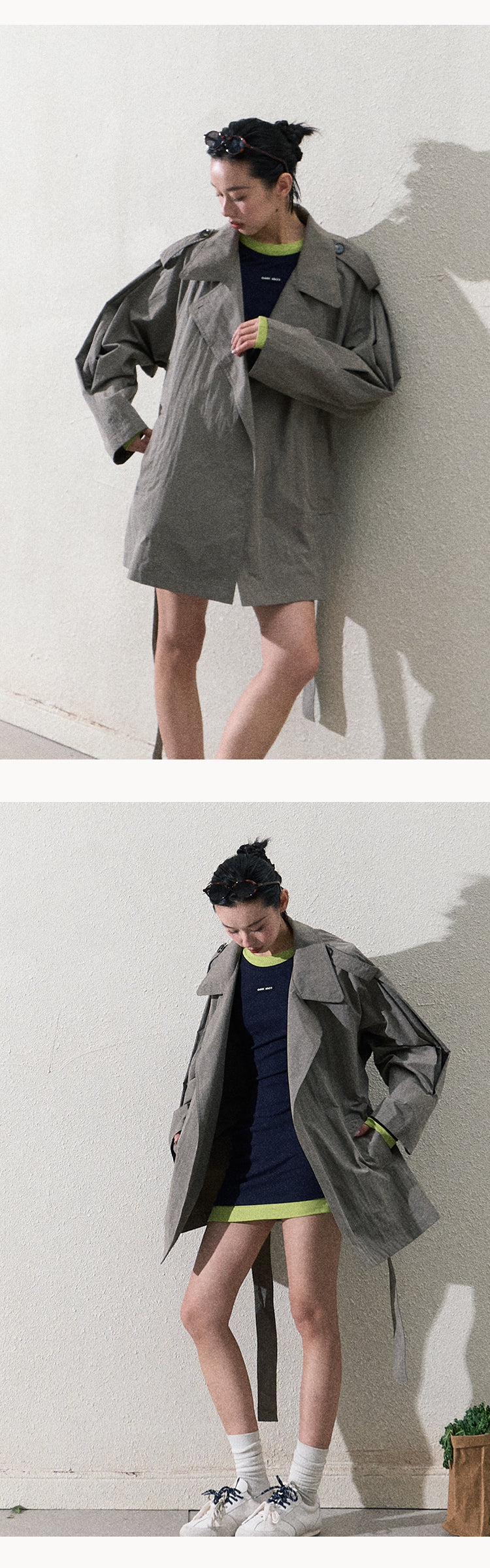 Short Trench-Style Spring Windbreaker