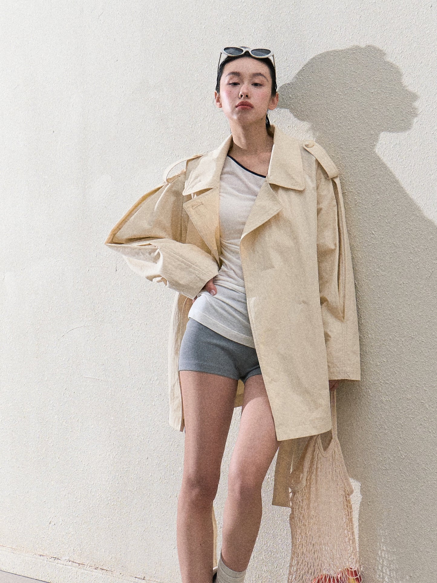 Short Trench-Style Spring Windbreaker