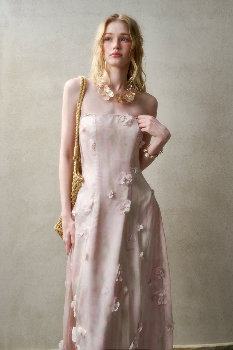 Floral Detail Dress In 2 Lengths With Removable Straps