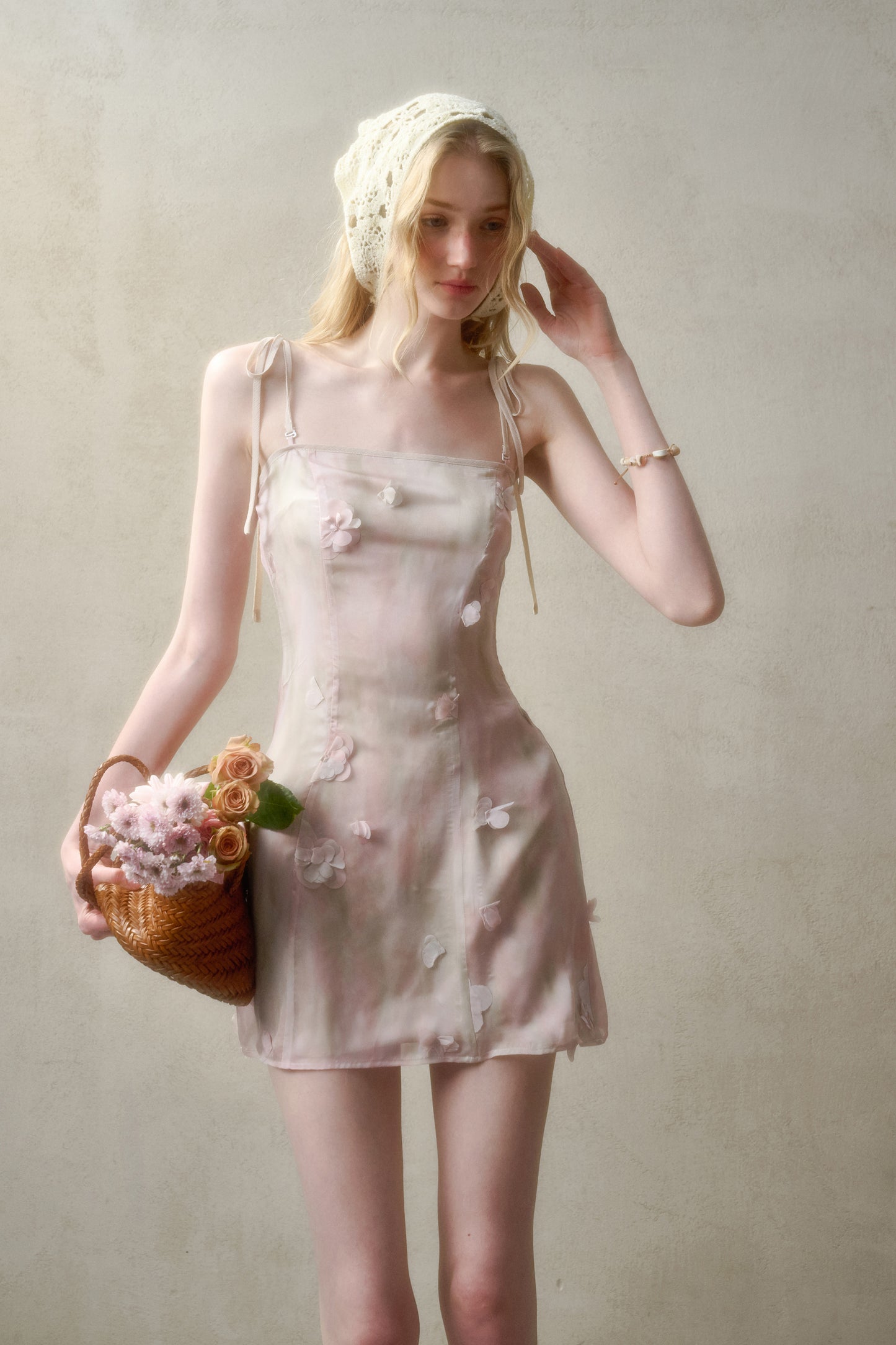 Floral Detail Dress In 2 Lengths With Removable Straps