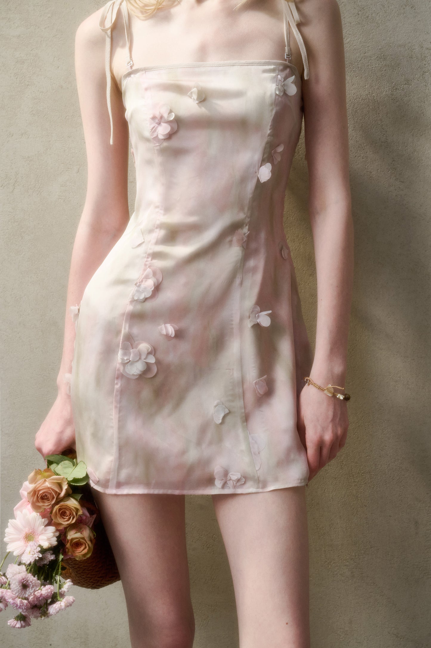 Floral Detail Dress In 2 Lengths With Removable Straps