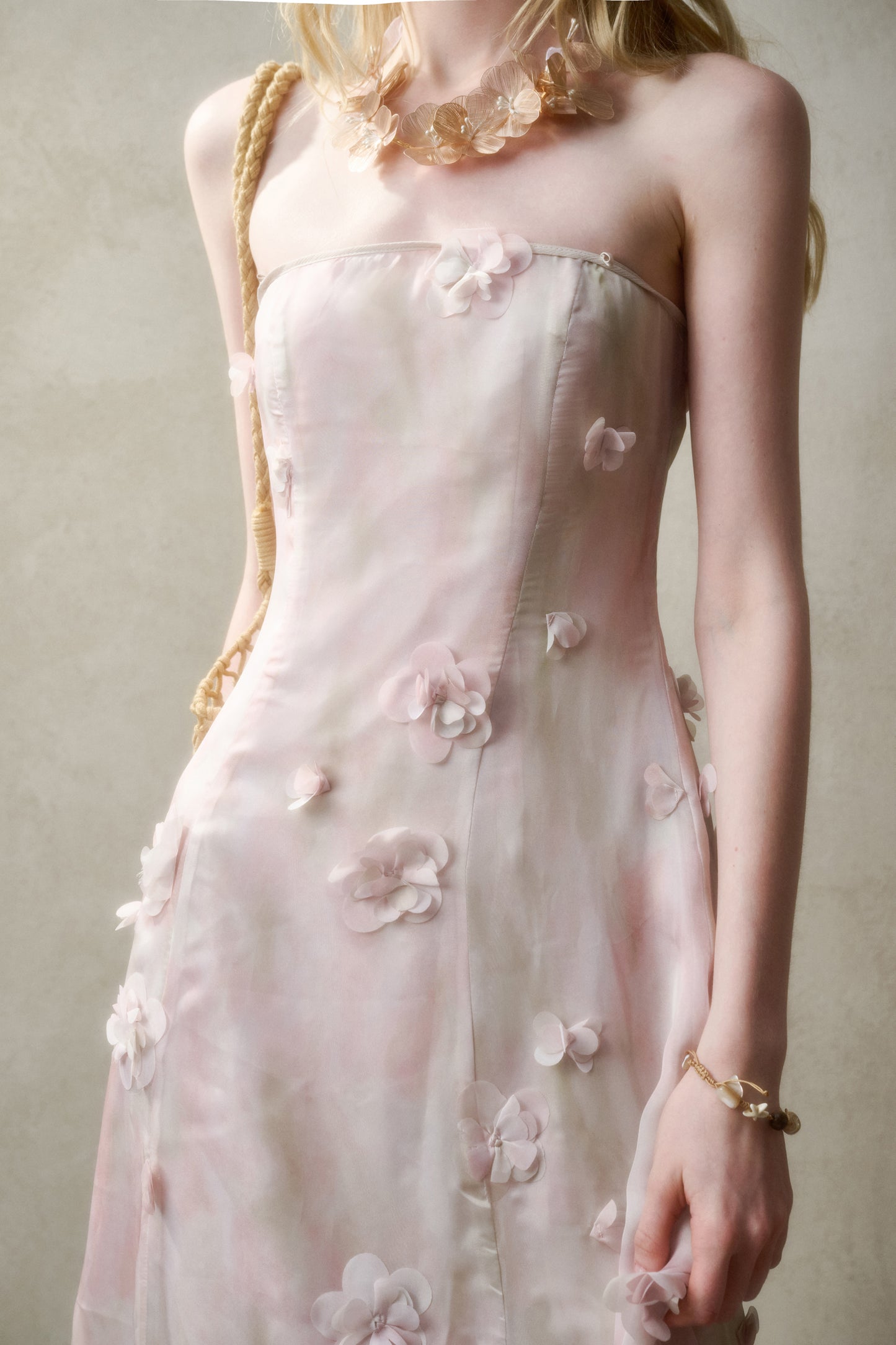 Floral Detail Dress In 2 Lengths With Removable Straps