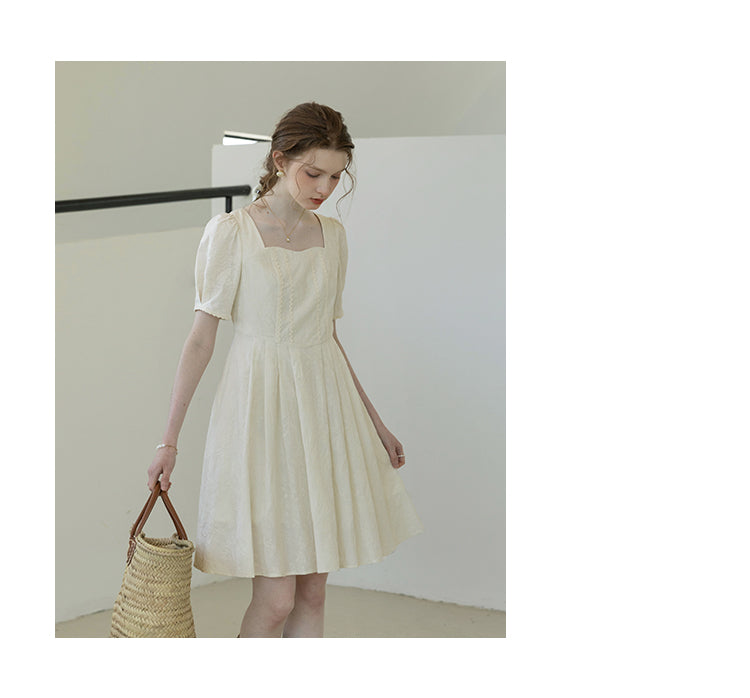 Floral-Embroidered Cotton Midi Dress