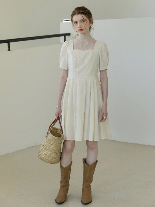 Floral-Embroidered Cotton Midi Dress