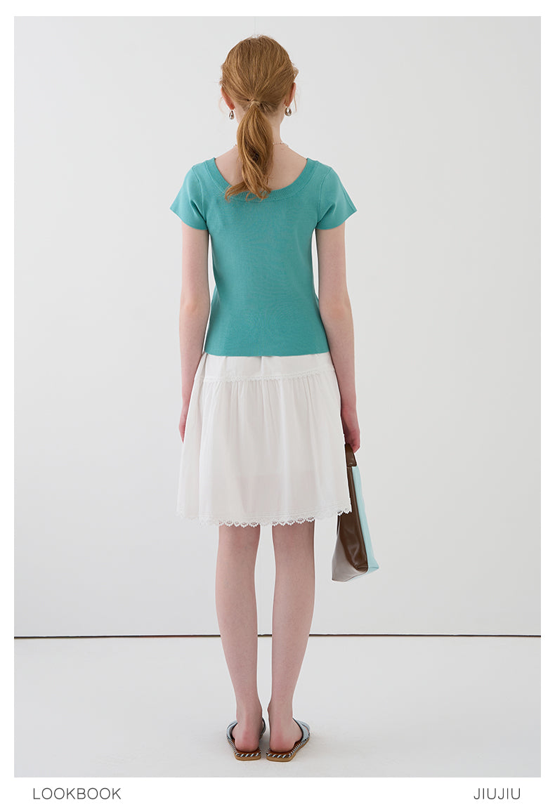 Square Neck Clean-Cut Knit Top