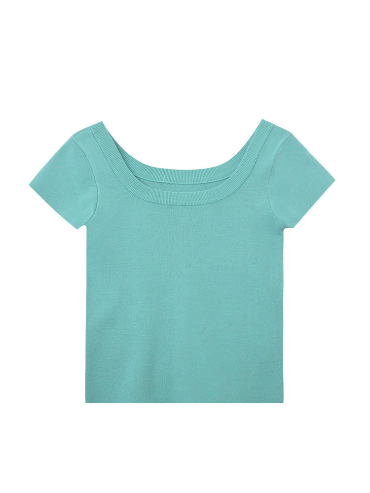 Square Neck Clean-Cut Knit Top