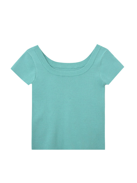Square Neck Clean-Cut Knit Top