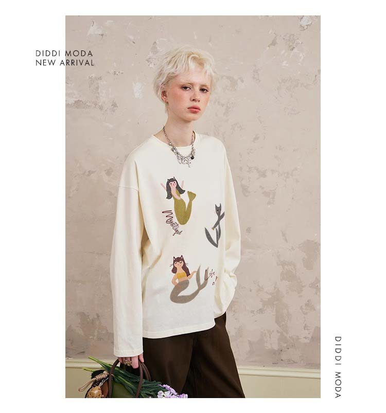 Cat Mermaid Illustration T-Shirt