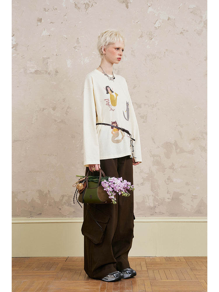 Cat Mermaid Illustration T-Shirt