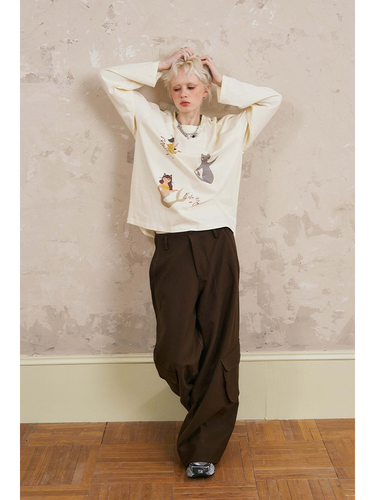 Cat Mermaid Illustration T-Shirt