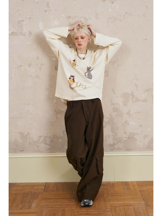 Cat Mermaid Illustration T-Shirt