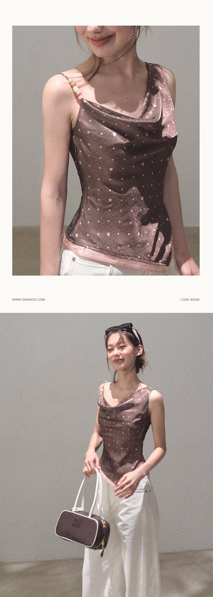 One-Shoulder Draped Top With Beaded Strap
