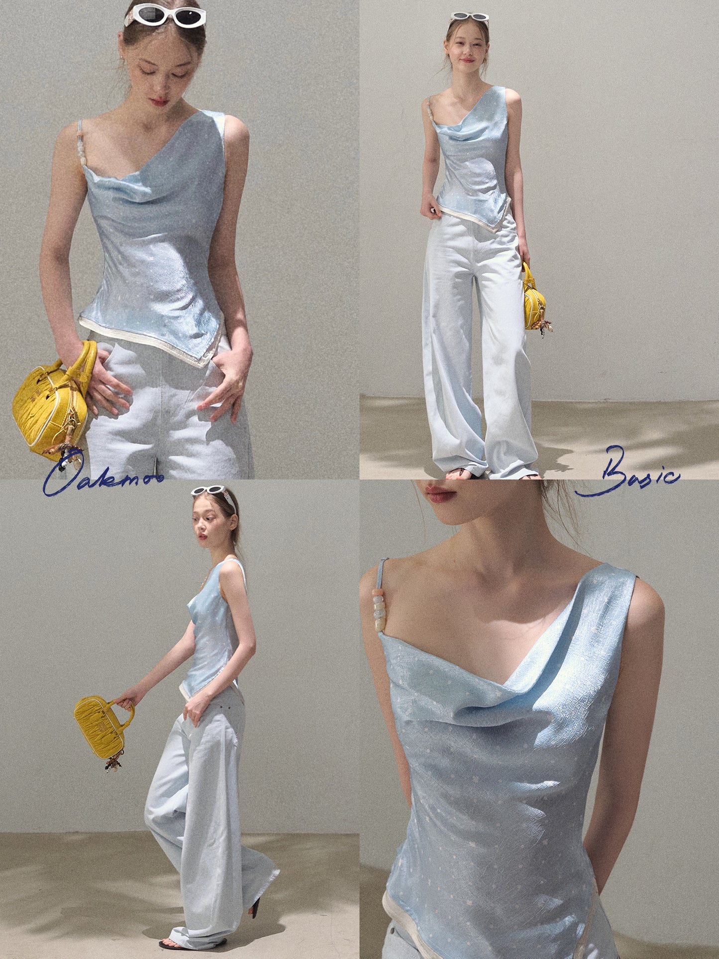 One-Shoulder Draped Top With Beaded Strap