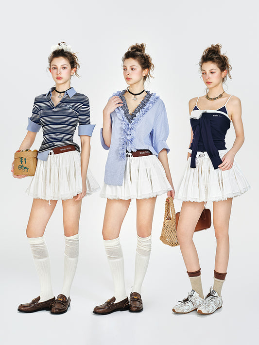 Voluminous Crinkle Cotton Mini Skirt