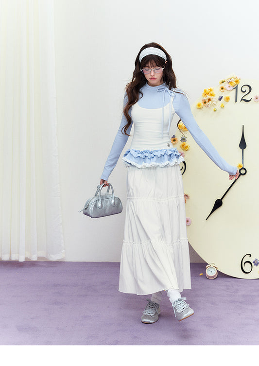 Panelled Maxi Skirt With Subtle Ruffle