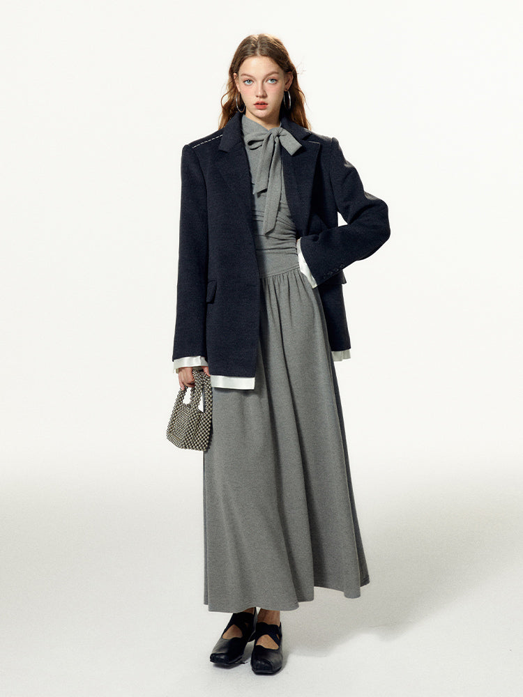 Slim Fit One-Shoulder Tie Neck Maxi Dress