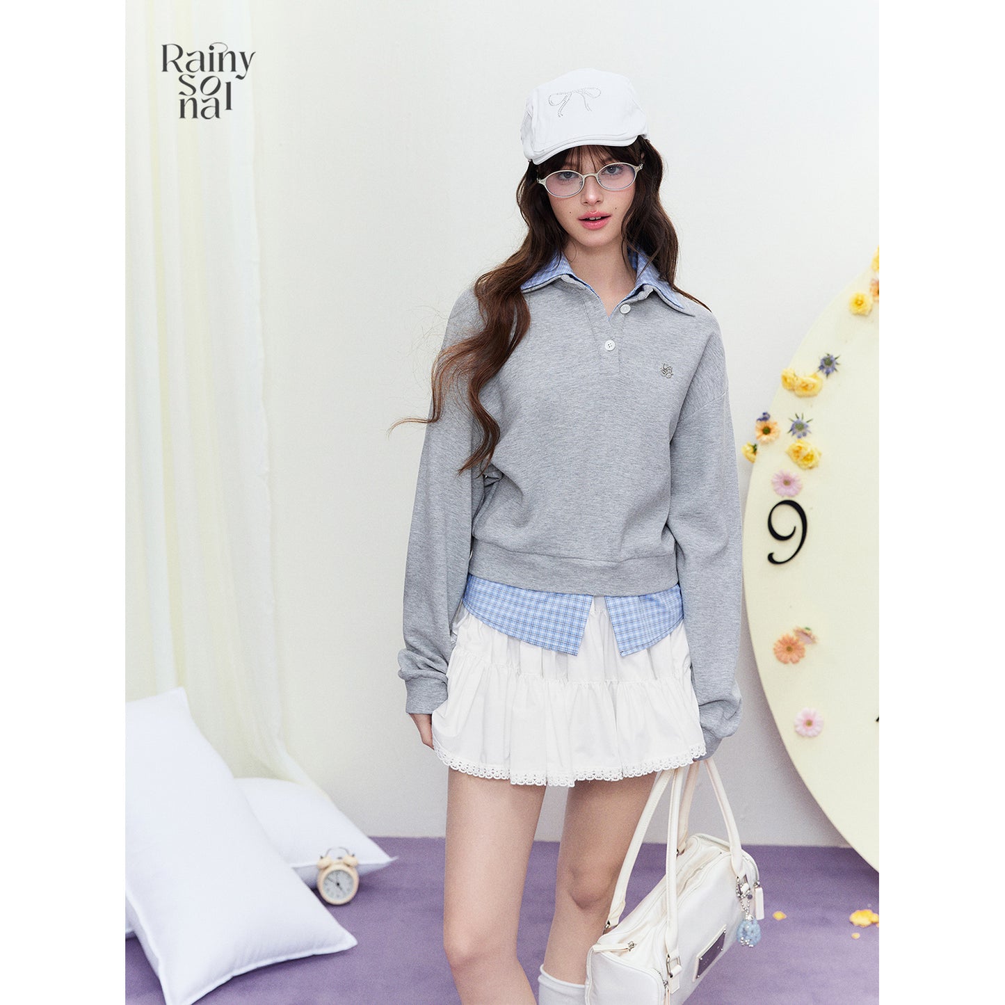 Polo Pullover With Faux Check Layers