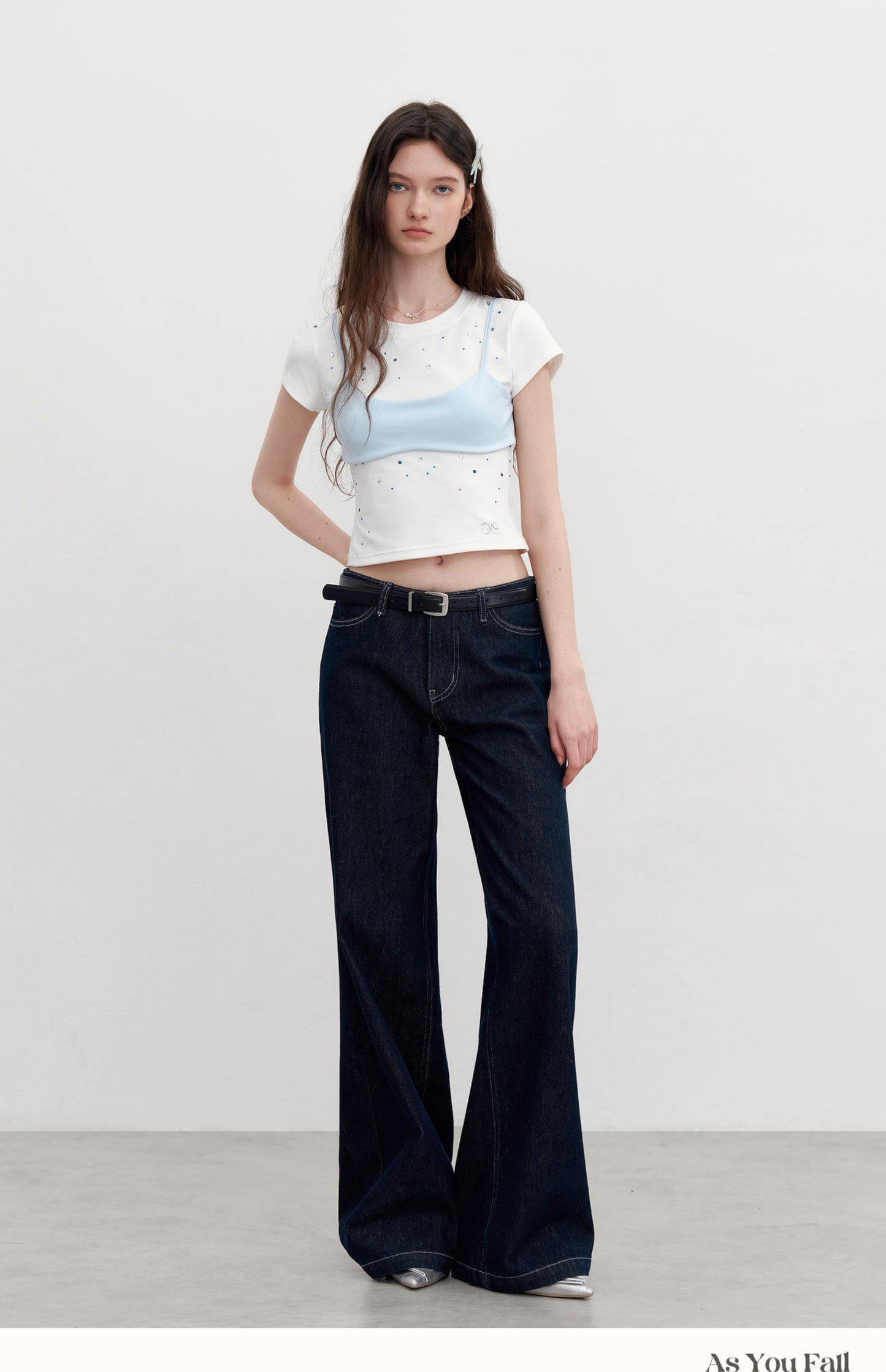 Flared Jeans With Logo Stitched Pockets