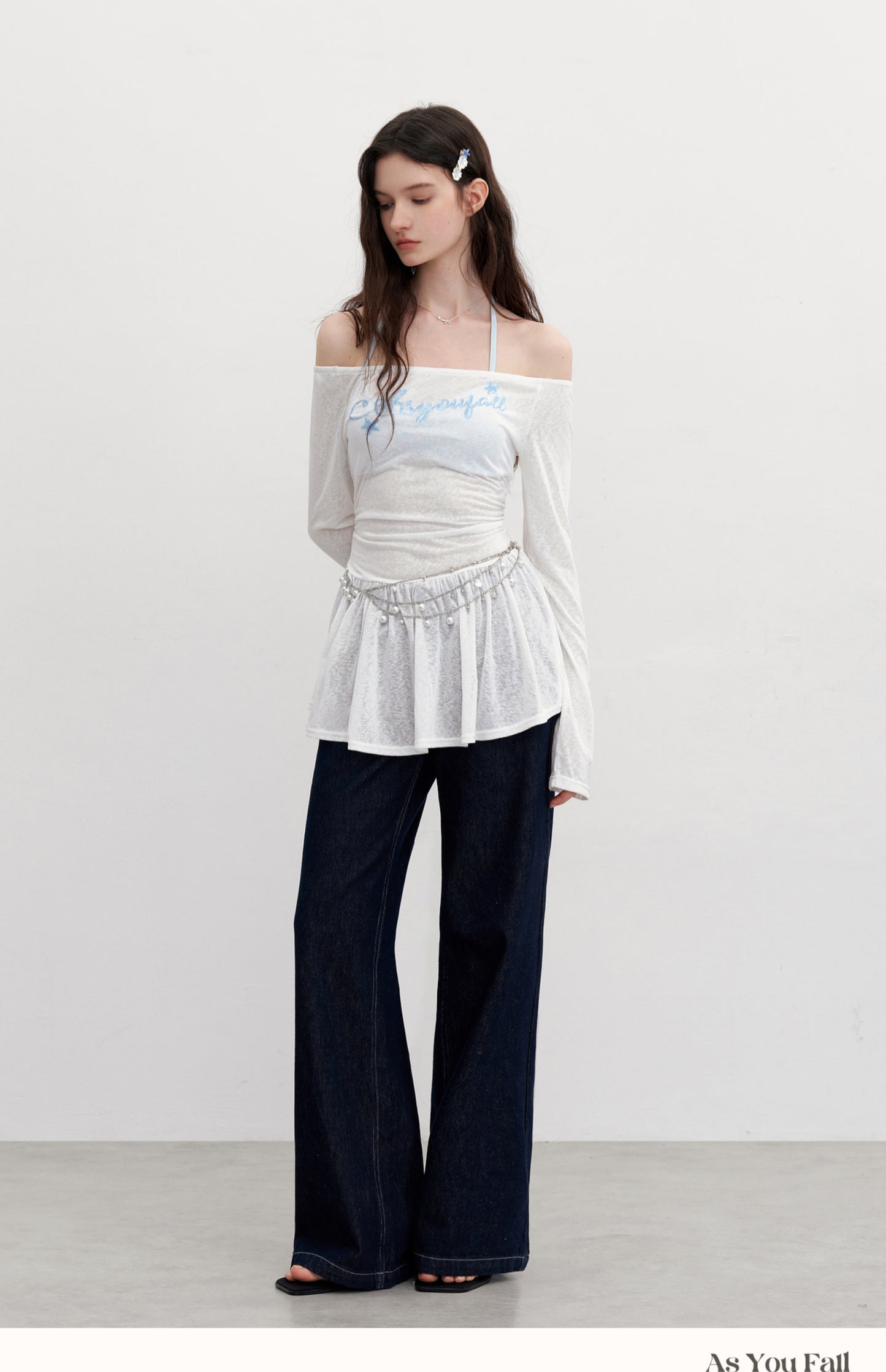 Flared Jeans With Logo Stitched Pockets