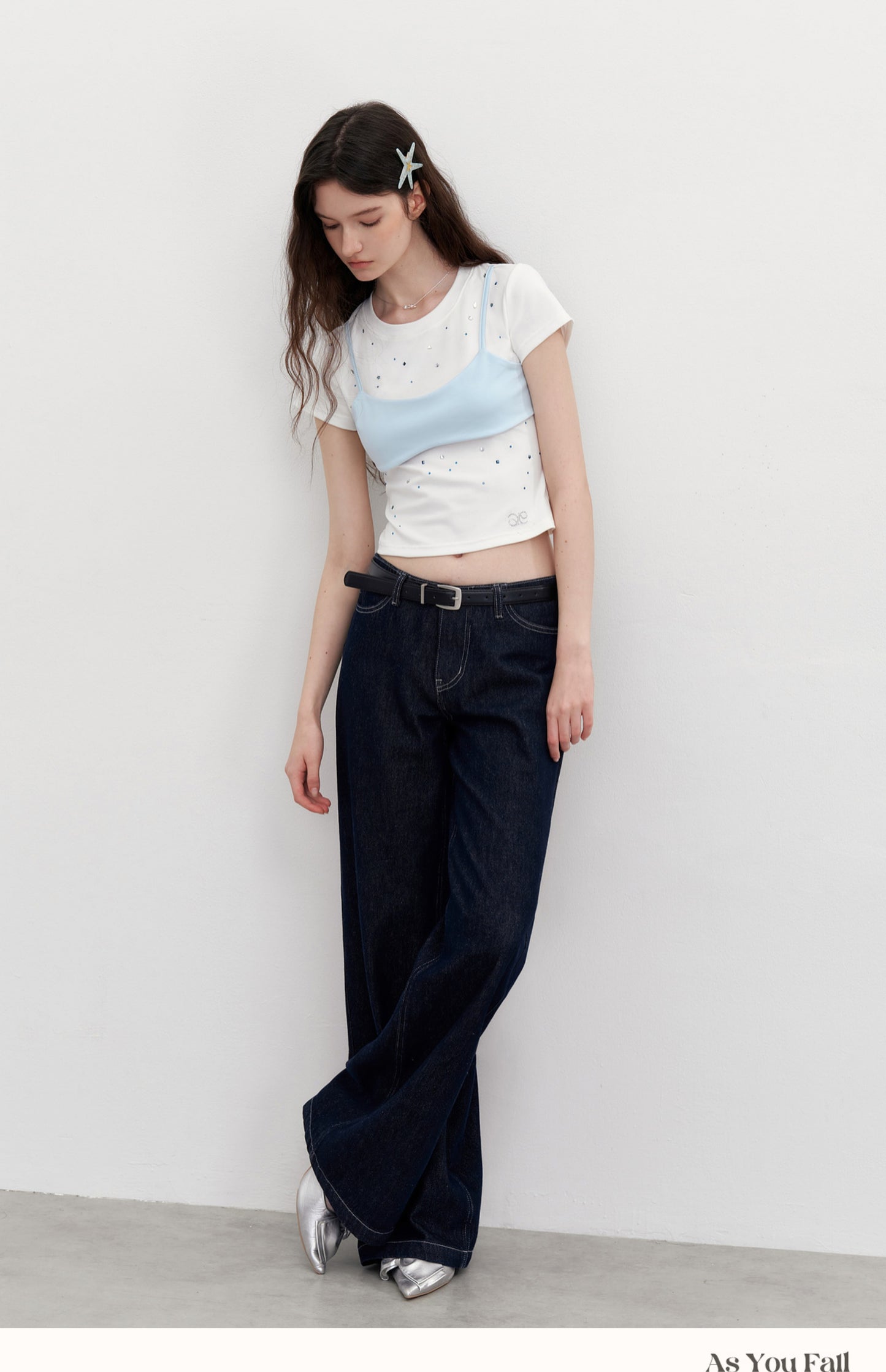 Flared Jeans With Logo Stitched Pockets