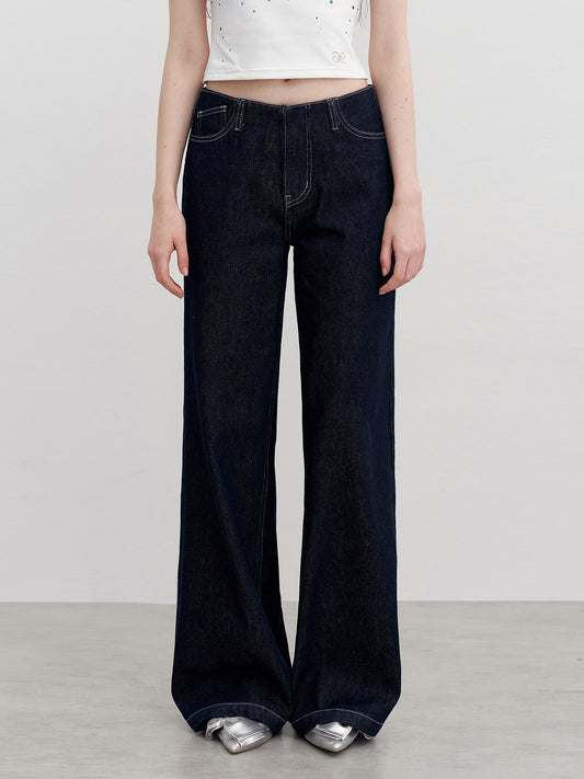 Flared Jeans With Logo Stitched Pockets