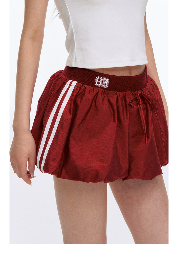 Contrast Cropped Polo Shirt And Balloon Mini Skirt