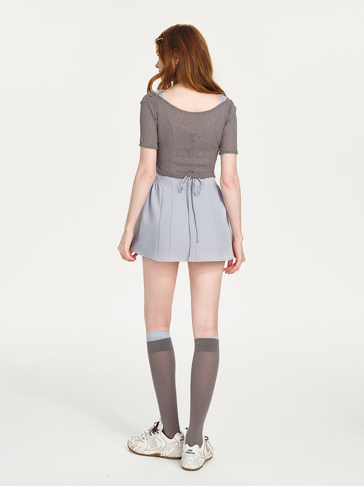 Sleeveless Fit-And-Flare Dress & Short-Sleeve Wrap Top