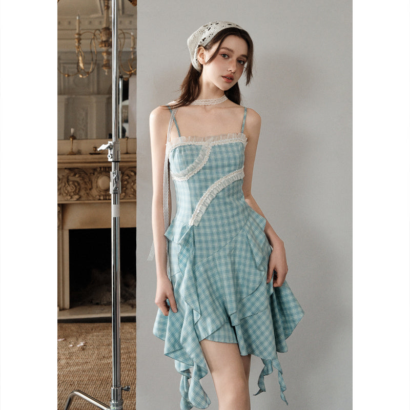Plaid Ruffled Cami Dress In Two Lengths