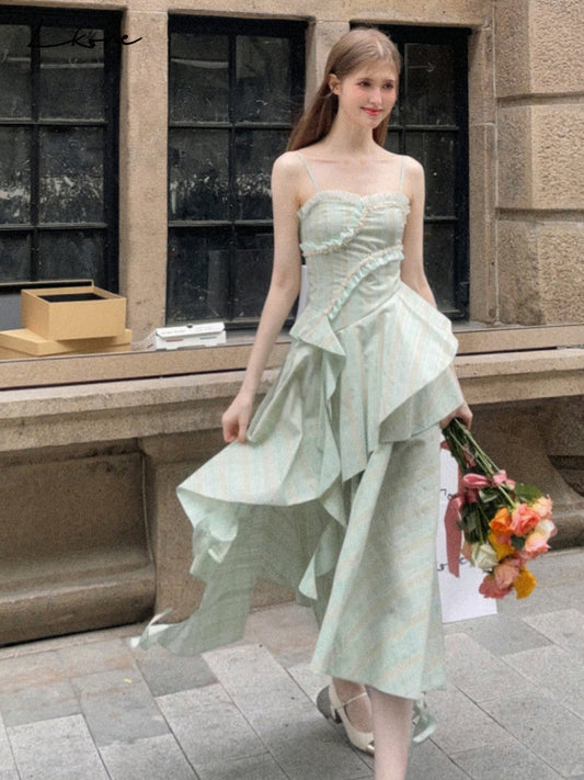 Plaid Ruffled Cami Dress In Two Lengths