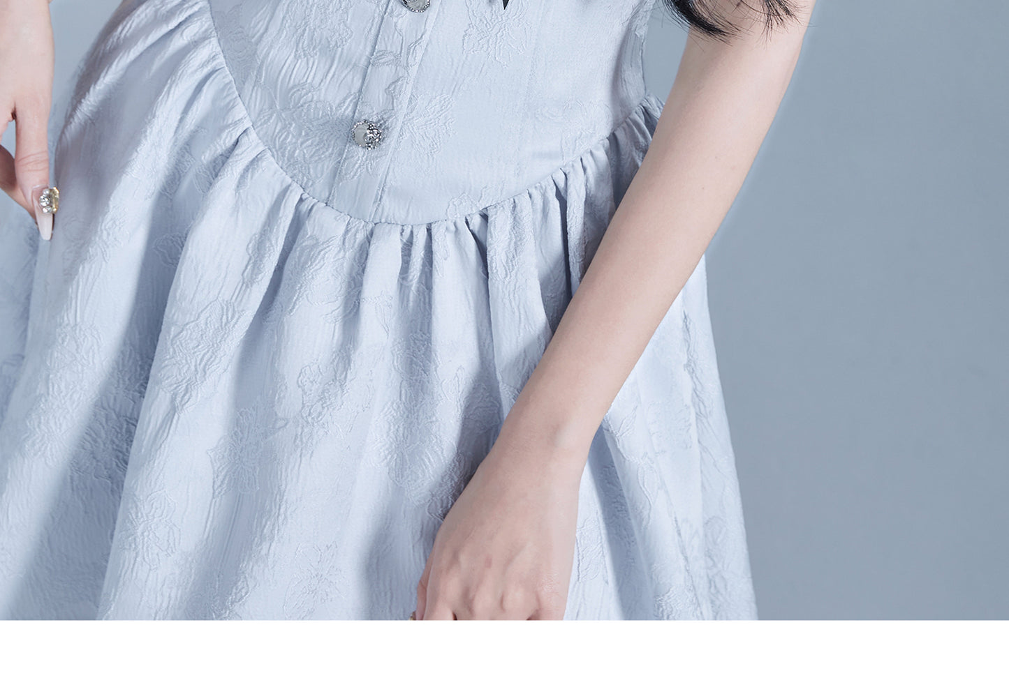 Floral Jacquard Dress With Butterfly Sleeves