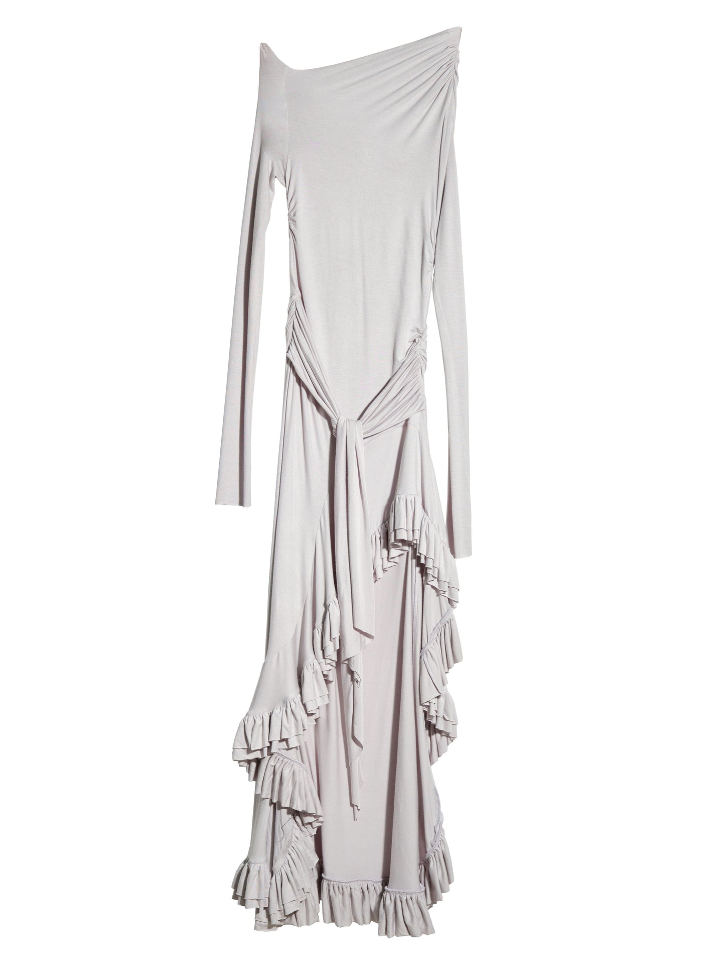 Two-Way Shoulder Asymmetric Ruffled Hem Dress