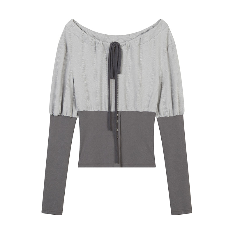 Two-Tone Cinched Bubble Silhouette Top