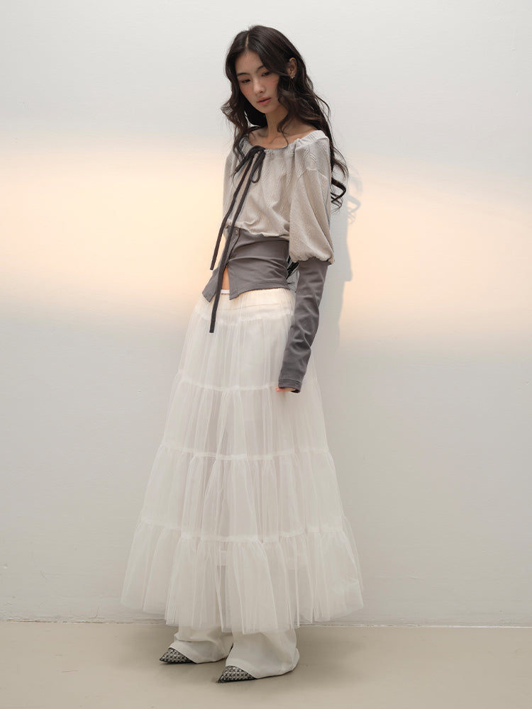 Two-Tone Cinched Bubble Silhouette Top