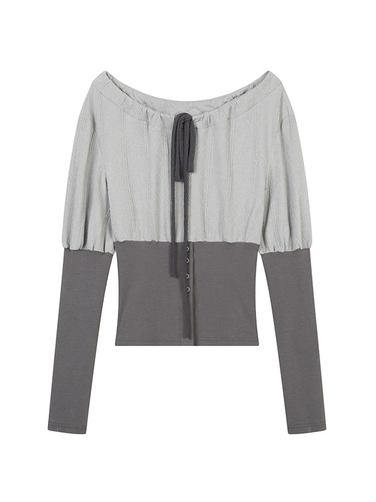 Two-Tone Cinched Bubble Silhouette Top